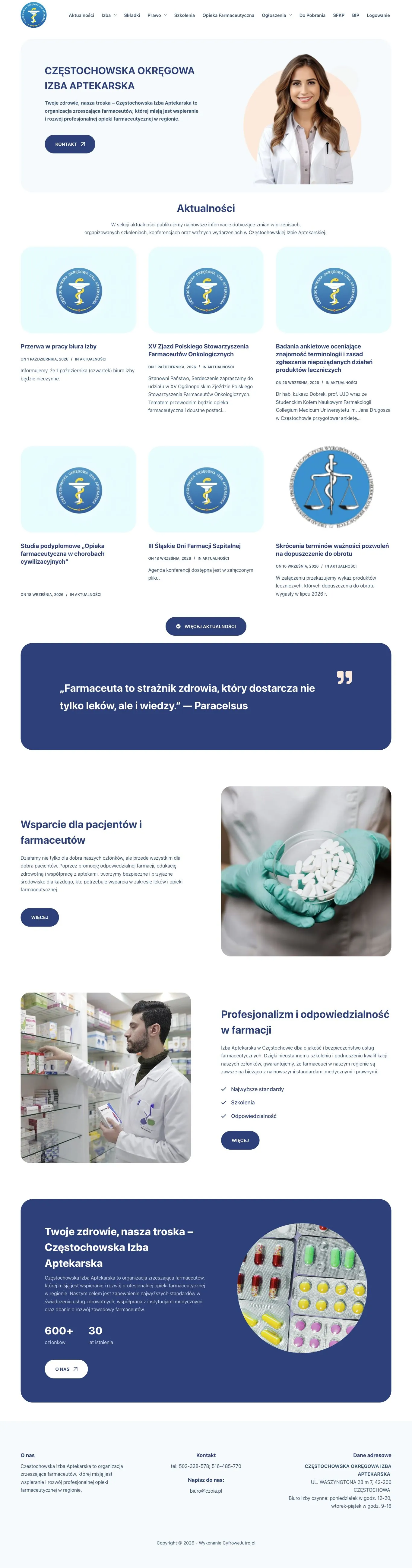Podgląd strony Częstochowska Izba Aptekarska